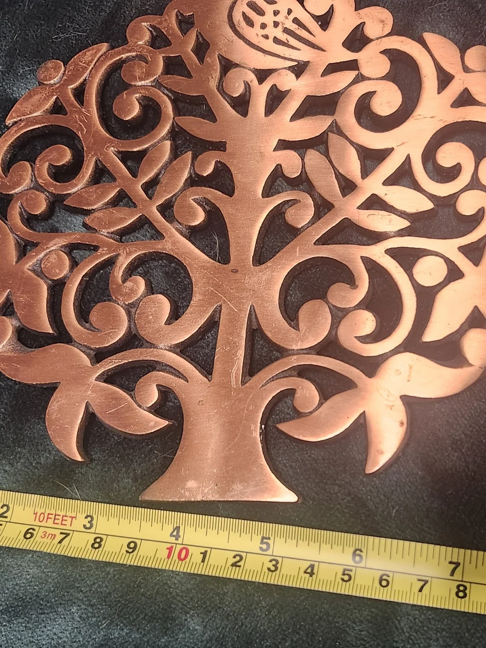 Copper Tree of Life Trivet Cast Metal Bird Footed Wall Hanging Kitchen Decor